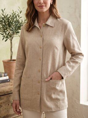 Appleseed's Oatmeal Long Sleeve Button Front Shirt